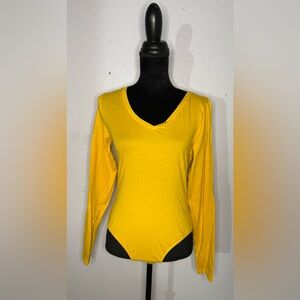 BRAND NEW Fashion Nova Yellow Long Sleeve Bodysuit